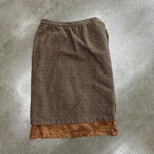 Vintage Alfred Dunner Wool Houndstooth Size 12 28" Made In Usa Midi Skirt